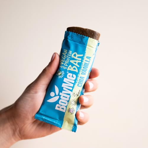BodyMe Organic Vegan Protein Bar | Raw Chia Vanilla | 12 x 60g Protein Snack Bars | Gluten Free | 16g Complete Protein | 3 Plant Proteins with All Essential Amino Acids | High Protein Vegan Snacks