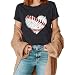 Baseball Shirts Women Baseball Mom Tshirt Heart Graphic Tee Cute Short Sleeve Tops