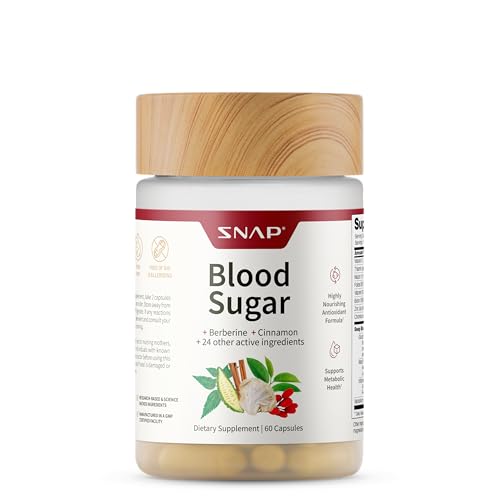 Snap Supplements Blood Sugar Blend with Berberine, CoQ10, Cinnamon, and Gymnema to Support Already...