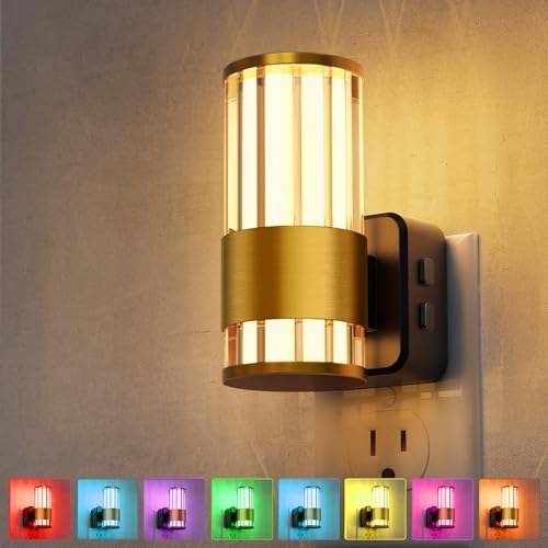 Image of L LOHAS LED Night Light, Night Lights Plug into Wall, 10-Color RGB Change Nightlights,10 /50 /100LM Adjustable Automatic Nightlights Plug in with Dusk to Dawn Sensor for Room Bathroom Hallway