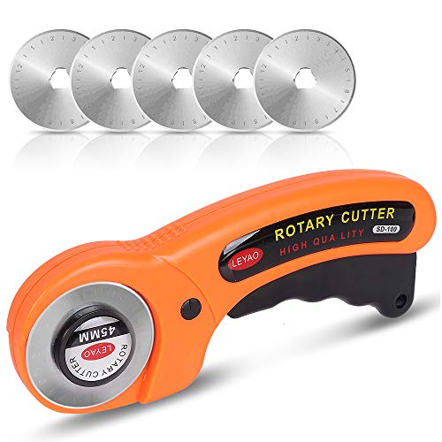 Rotary Cutter with 5PCS 45mm Extra Rotary Blades Manual Sewing Cutting Tool