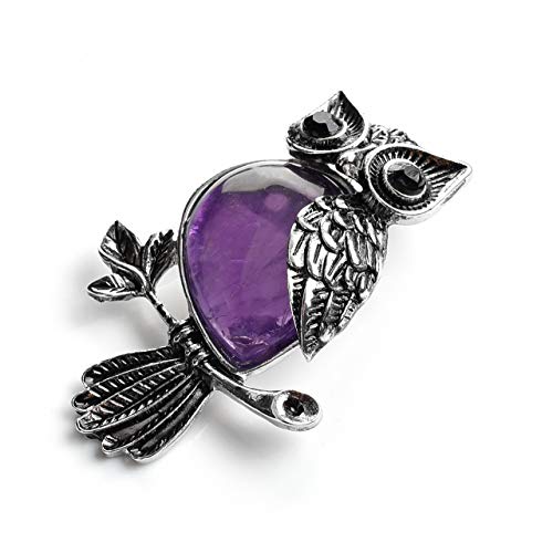 Jovivi Owl Gifts Owl Necklace Healing Crystal Stones Pendant Necklaces for Women Men Natural Amethyst Rose Quartz Gemstone Jewelry for Reiki Spiritual Energy Lucky2