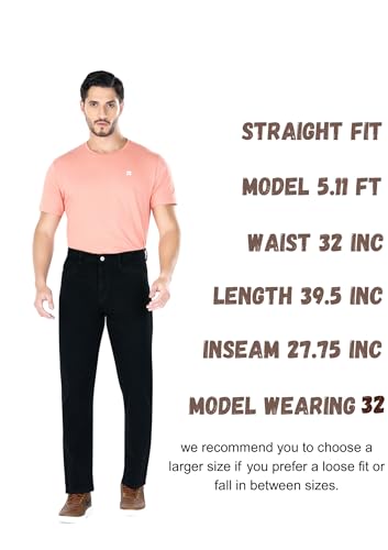 Image of Men's Straight Fit Stylish Non Stretch Mid Rise Pure Cotton Crafted with Premium Fabric Relaxed Jeans Available in Variety of Colour