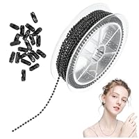 Funngy Kette Edelstahl,5m Schwarze Edelstahl-Kugelkette 2mm mit 20 STK kugelketten Verbinder für DIY-Schmuck Armbänder und Schlüsselanhänger Kugelketten Edelstahl Schwarz Beschichtet