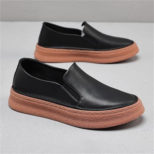 Loafers for Men's Pu Leather Comfor Party Solid Color Round Toe Casual Non Slip Low Top Block Heel Anti-Slip Shoe Slip On2