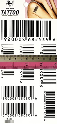 Barcode Temporary Tattoos Stickers Water Transfer Painting Arts Cartoon Makeup Body Fake For Men Women Stickers Black Bar Code Number Cartoon Tattoo 3D Realistic #TOP1