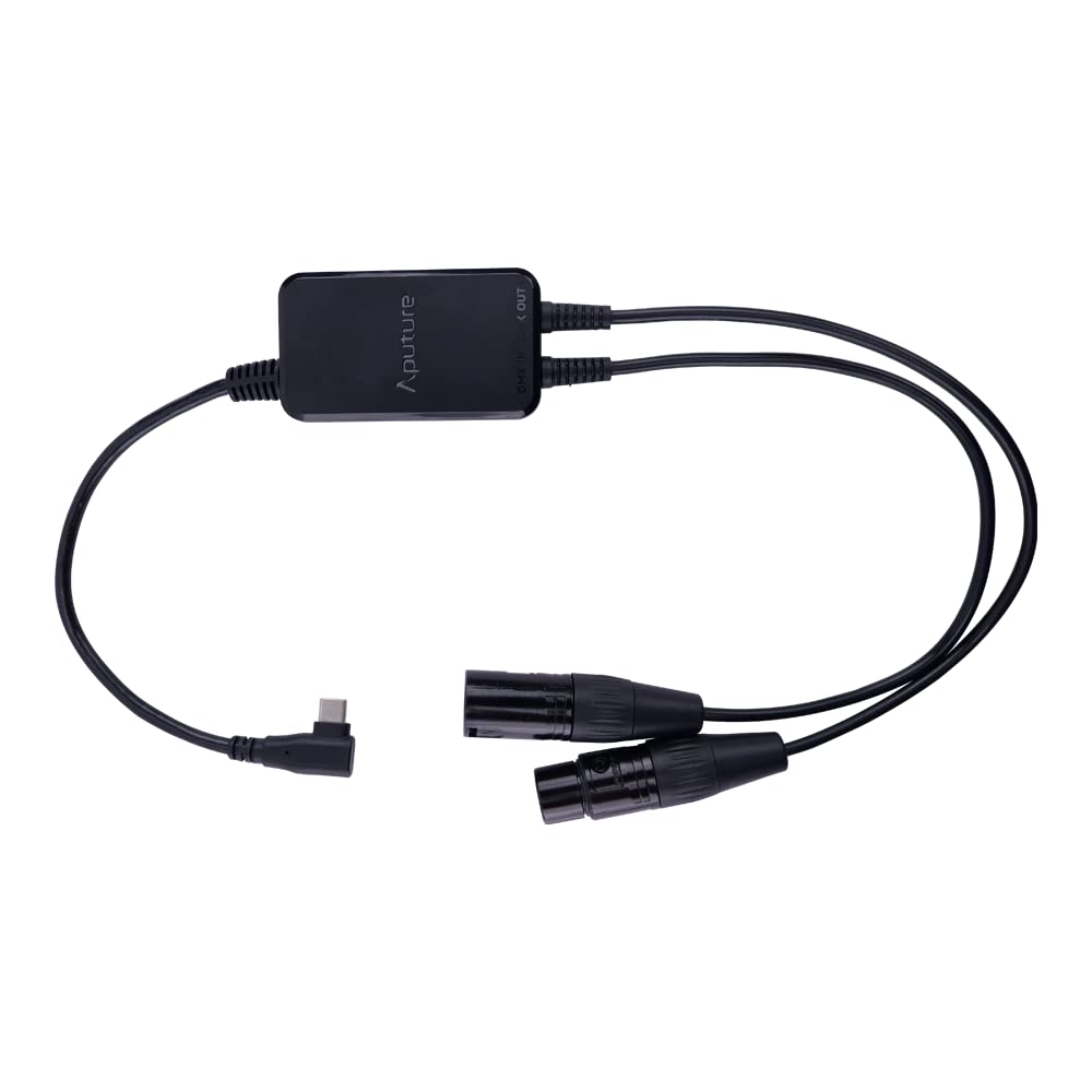 Aputure Adattatore DMX USB Type-C con interfaccia di input/output standard a 5 pin e porta di ricarica USB-C