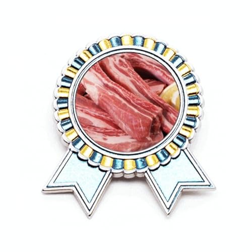 Broche côtes de viande crue métal - Médaille originale contre les looks fades