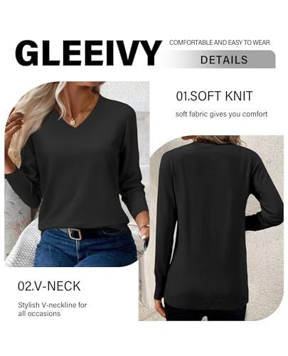 Women's Fall Sweaters 2025 Casual Long Sleeve Pullover V Neck Lightweight Sweatshirts Cute Blouse Tops3