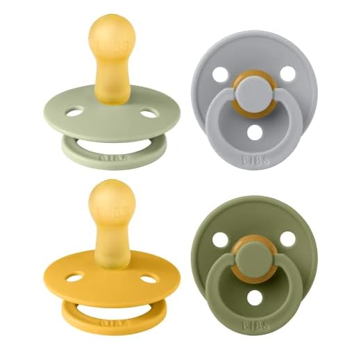 BIBS Pacifiers - Colour 4 Pack | Round Nipple Baby Pacifier | BPA Free Natural Rubber Latex Soother | Made in Denmark | Size 6-18 Months | Garden Colors