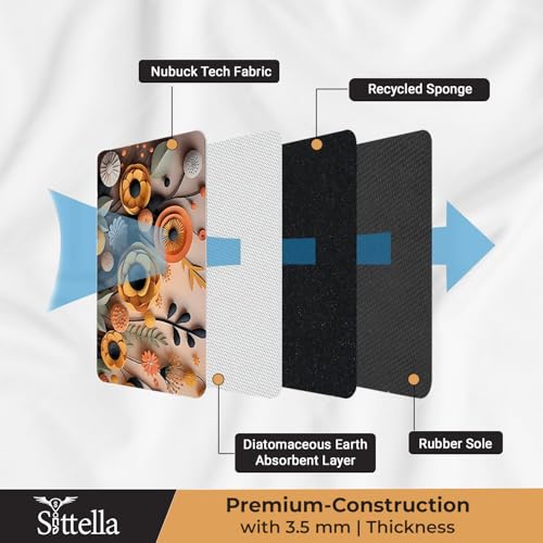 Image of SITTELLA Rubber 2 Pieces Anti-Skid Water Soaking 3D Yellow Flower Print Bathroom Mat, Water Absorbent Mat (40x60cm) (Yellow Flower Print) Rectangular