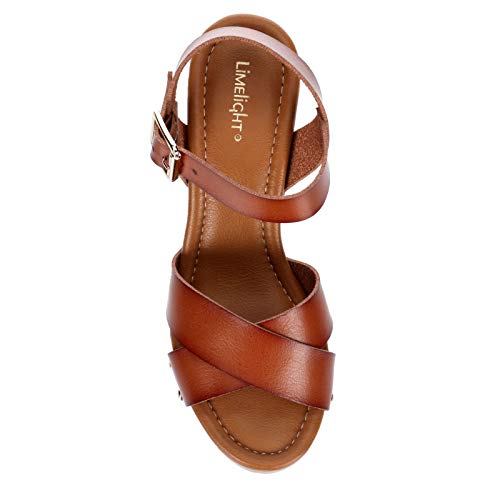 Limelight April - Women's Faux Wooden High Heeled Platform Dress Sandals Brown, Size 11.0 Medium Width #TOP5