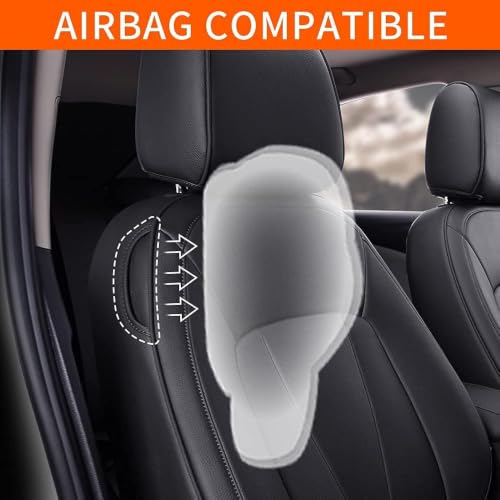 Image of AOMSAZTO Car Seat Cover for Mazda 3 2014 2015 2016 2017 2018 Full Set Black | Customized Black Faux Leather Seat Covers Airbag Compatible Waterproof