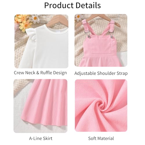 Image of HIHA Little Girls Adjustable Corduroy Pinafore Overall Dress Set Size 6-12
