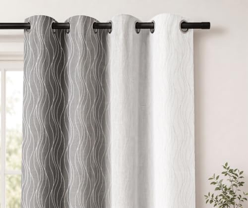 Image of Ultimate Trends Ombre Blackout Curtains for Bedroom Room Darkening Curtains for Living Room,Energy Saving,Thermal Insulated Grommet Window Drapes, Grey and Greyish White, 7 FEET,2 Panels