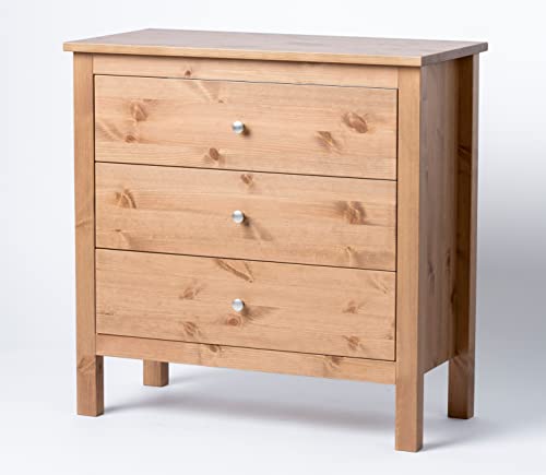 hagge home Skandinavisch Holz Kommode mit 3 Schubladen Sideboard Ladenkommode Beistellschrank für Flur Wohnzimmer Schlafzimmer 75x37x75cm Grau (Braun) Cover