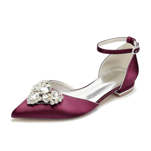 Women's Pointed Toe Wedding Flats Comfortable Rhinestones Bridal Evening Prom Party Dress Shoes