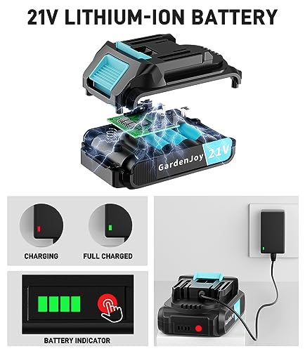 Gardenjoy Cordless Power Drill Set - 21V Electric Drill Driver Kit With Battery And Fast Charger, 65Pcs Acessories, 2 Variable Speed Control, 3/8-Inch Keyless Chuck And 24+1 Torque Setting thumb #5