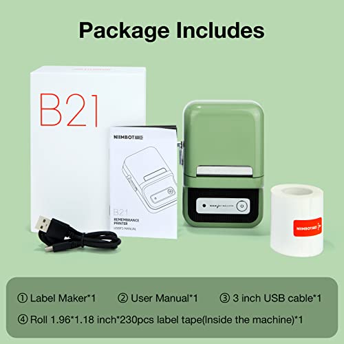 Niimbot B21 Label Maker Wireless Thermal Label Printer, Inkless With Tape, 1Pack 50X30Mm For Home Organization Office Business #TOP6