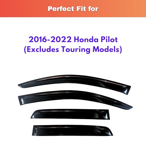 Image of KPY Rain Guards Fit for 2016-2022 Honda Pilot, Out-Channel Window Visors Vent Wind Deflectors 4PC, Car Accessories for 16-22 Pilot (Excludes Touring Models)