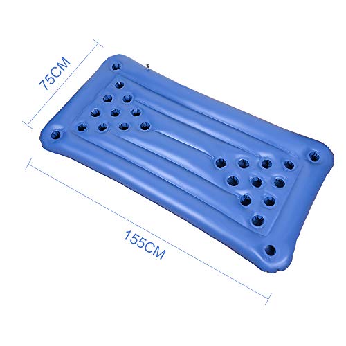 Faburo Aufblasbare Luftmatratze, 155x76x13cm Aufblasbares Pool Poog Matratze, Floating Foldable Mattress Luftmatratze für Schwimm Party Getränkehalter Partyspiele (Ohne Becher)