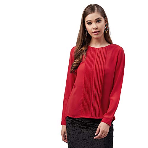 Image of Carlton London Women's Solid Regular Fit Blouse