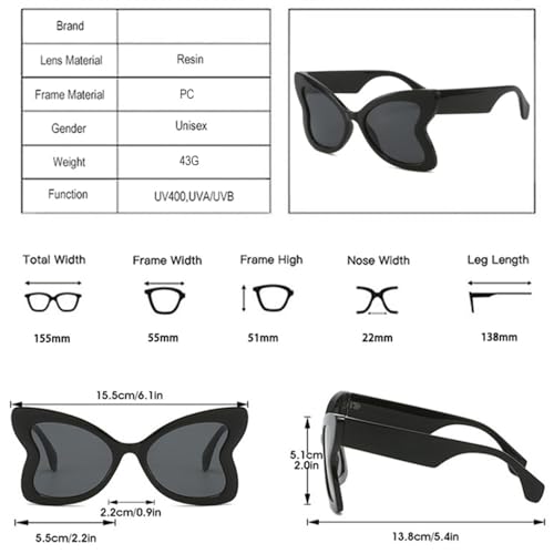 Oversized Butterfly Women Sunglasses Clear Gradient Shades UV400 Men Leopard Cat Eye Sun Glasses2