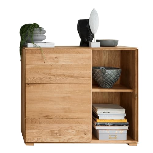 Lomadox Wohnwand Anbauwand braun in Eiche massiv geölt 3-teilig, 2 Lowboard, 1 Sideboard/Hängeschrank – Bild 5