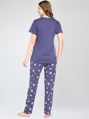 Image of ZEYO Night Suit for Women's Cookies & Cup Printed Cotton Night Dress of Top and Pajama Set 5772