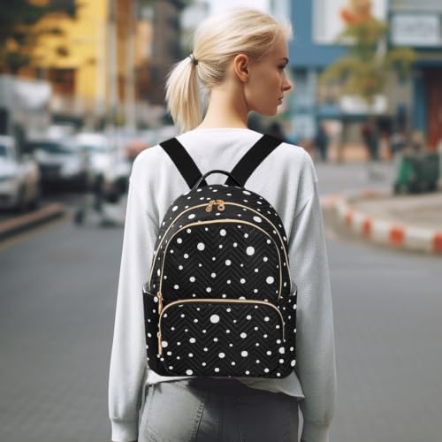 Image of ALAZA White Polka Dot Pattern Medium Backpack Purse for Women Travel Bag Fashion Daypack Back Pack Shoulder Bag
