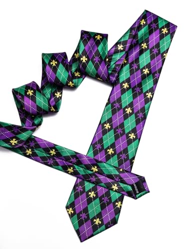 Image of Barry.Wang Plaid Ties Mens Silk Necktie and Tie Clip Checkered Tie for Wedding Party Business Formal