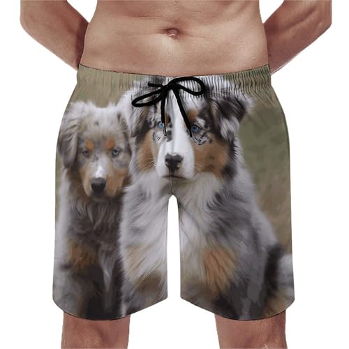Men's Swim Trunks Quick Dry Board Shorts with Pockets Beach Shorts Australian Shepherd Bathing Suits for Men