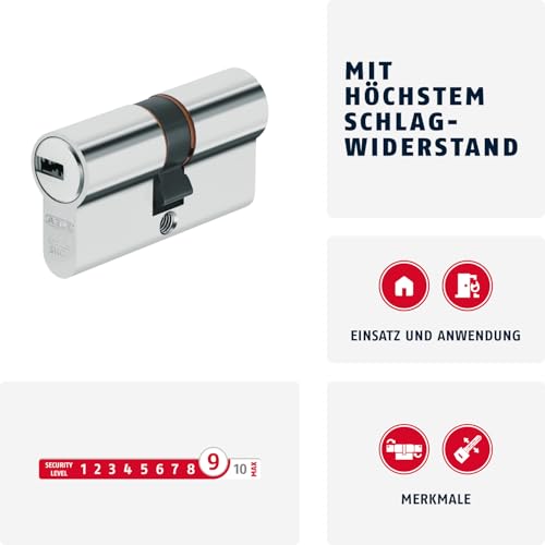 ABUS Profilzylinder XP20SN 30/30 inklusive Sicherungskarte & 3 Schlüsseln, 73434, Nickel