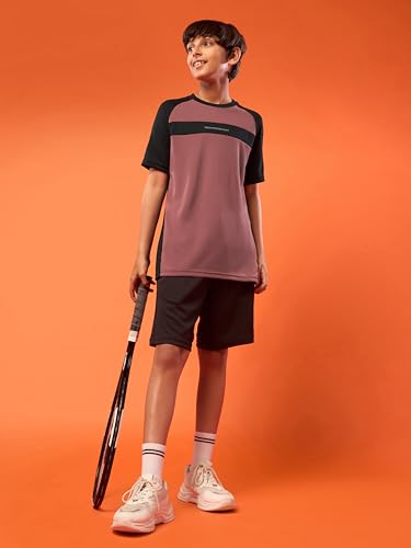 Image of TECHNOSPORT Boy's Polyester Slim Fit Crew Neck Half Sleeve T-Shirt with Technocool+, Anti Microbial Propeties for Sports and Regular Use