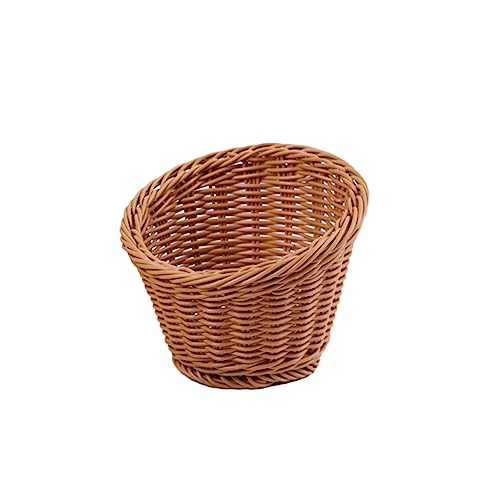 Cabilock Fruit Container Rattan Baskets Picnic Basket Simulated Rattan Bakset Weaved Basket Woven Basket Round Laundry Basket Woven Storage Baskets Seagrass Basket Bread Basket Tray Coffee