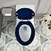 Elongated Toilet Seat Navy blue abstract stripes lines wall surface Dark grunge Resin Toilet Seat Quietly Close Quick Release Hinges with Cover Bumpers Decorative Easy to Install Clean