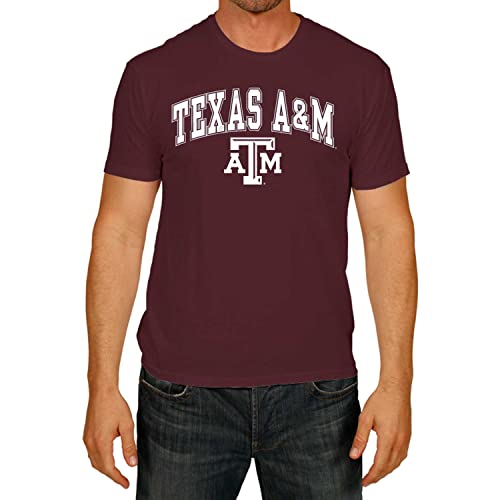 Campus Colors Adult Arch & Logo Soft Style Gameday T-Shirt (Texas A&M Aggies - Red, Large)