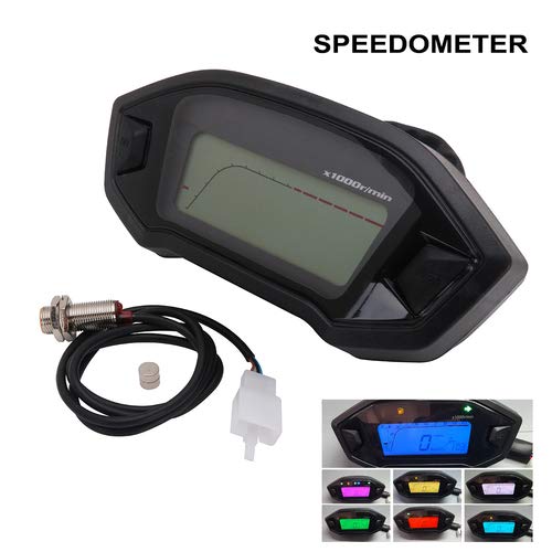 Changcheng E18170028 Motorcycle Speedometer Led Tachometer Universal Lcd Digital Odometer Gauge Adjustable 7 Colors 2,4 Cylinders thumb #6