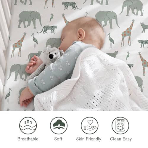 Image of Little Grape Land Crib Sheets for Boys and Girls 2pk Baby Crib Fitted Sheet for Standard Size Crib and Toddler Mattress Super Soft Baby Sheet