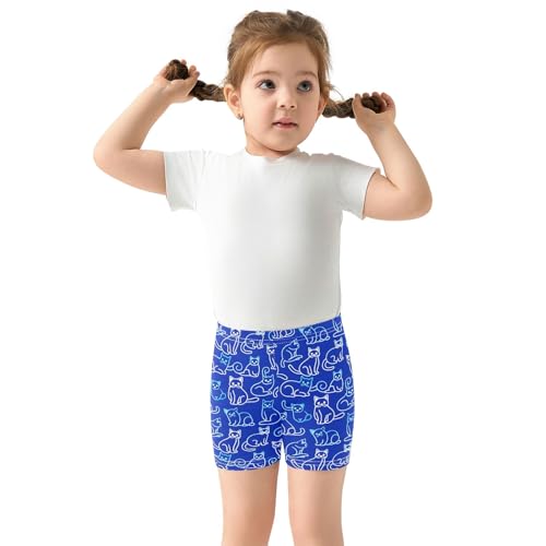 Navy Cartoon Cats Girls Shorts Elastic Waist Sports Shorts Girls Leggings Pants for 4-10 Years3