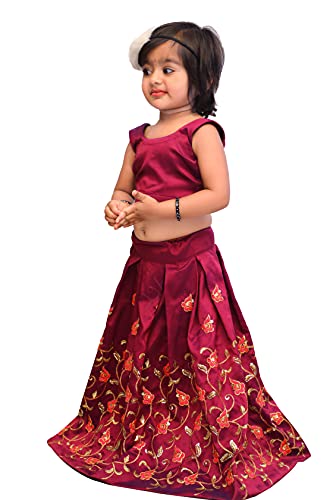 Image of Girl's Tafetta Silk Readymade Lehenga Choli