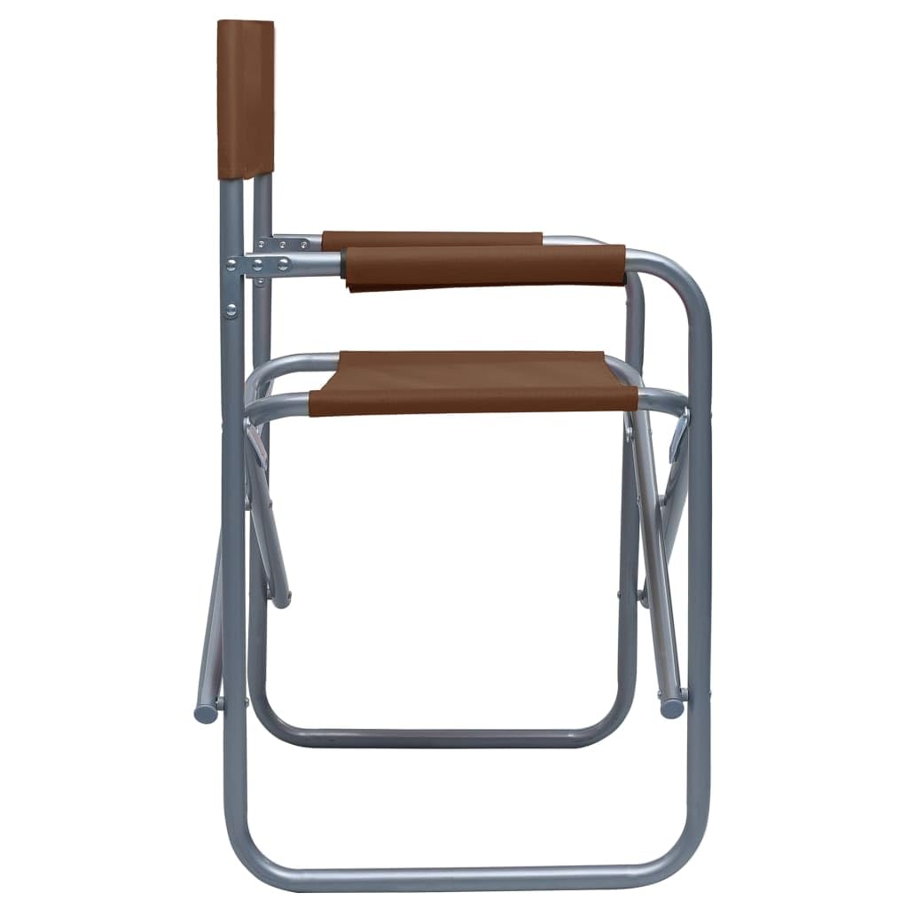 vidaXL 2X Chaises de Metteur en Scène Chaise Pliable Siège de Jardin Siège de Camping Plage Extérieur Terrain de Sport Acier Marron