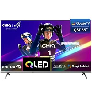 CHIQ U55QST 55 Zoll (140 cm) 4K UHD QLED Smart Google TV mit HDR10, ALLM & VRR, MEMC, Sprachsteuerung, Ultra-dünnem Metal-Design, Dolby Audio, 2.4G/5G WLAN