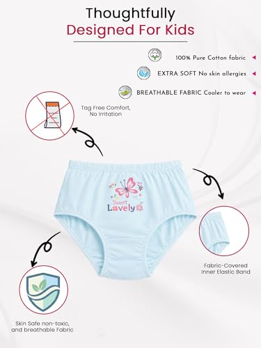Image of BODYCARE KIDS Girls Panty Ultrasoft Underwear 100% Cotton Soft Comfortable | Skin Friendly | Innerwear Pack of 5-Assorted