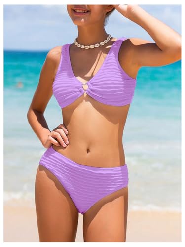 Image of SOLY HUX Girl's V Neck Ring Linked Bikini Sets Bathing Suits Two Piece Swimsuit
