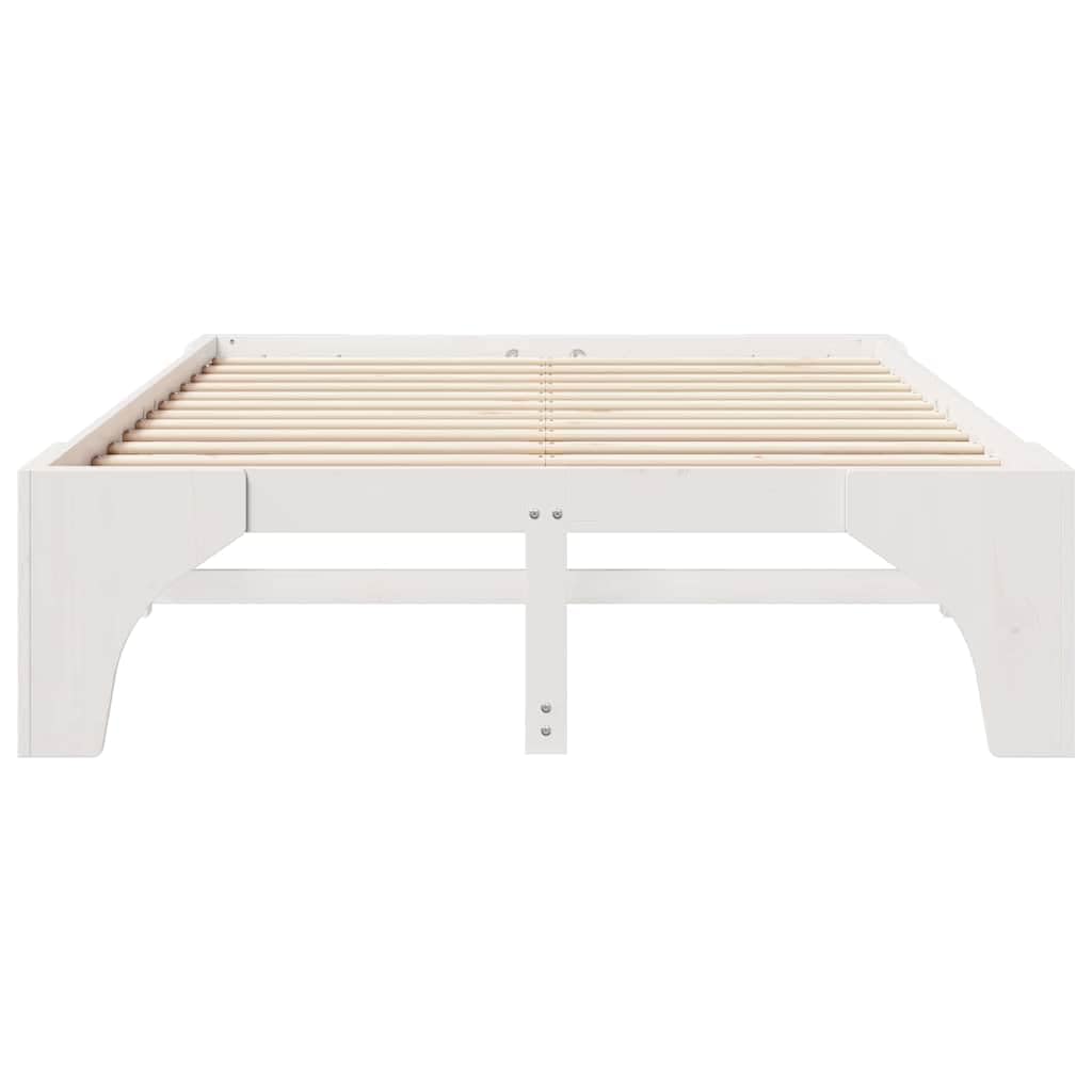 Marco de Cama de Madera Maciza de Pino Estructura Baja Moderna para Dormitorio Minimalista y Multifuncional 4 Piezas Ensamblaje Sencillo