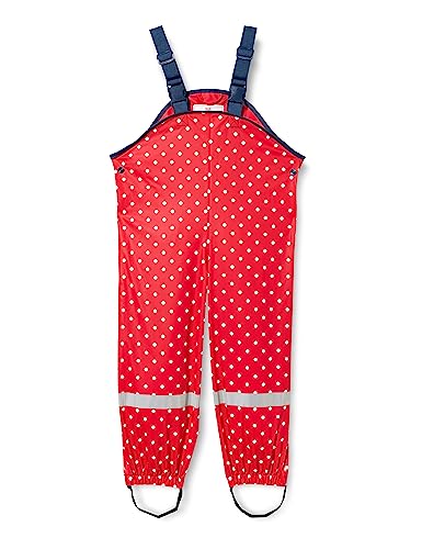 Playshoes Matschhose Regenlatzhose Ungefüttert Unisex Kinder Wind- und wasserdichte Regenhose Regenbekleidung, rot Punkte, 92 – Ansicht 1
