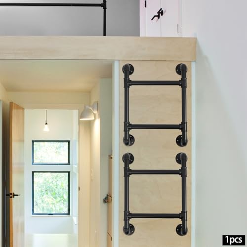 2-Step Wall/Floor Mounted Ladder – Heavy Duty Metal Bed Ladder for Loft, RV, Bunk & Attic | Egress Exit for Basement Window Wells | Compact Step Stool for Dorm, Tiny Homes & Storage