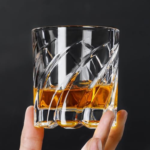 PARACITY Spinning Whiskey Glasses Set of 2, Rotatable Old Fashioned Glasses, Cocktail Glasses, Rock Glasses, Bourbon Glasses for Bar, Party and Home, Whiskey Glasses Gift for Men