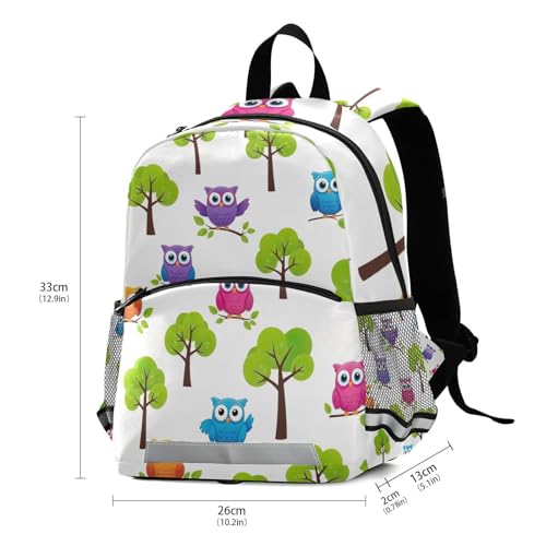 Cute Colorful Cartoon Owls Toddler Boy Backpack with Leash, Small Kids School Backpacks Travel Backpack3